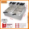 Dual Tank Stainless Steel Electric Deep Fryer - Constant Temp Fryer for Skewers, French Fries, Street Food.