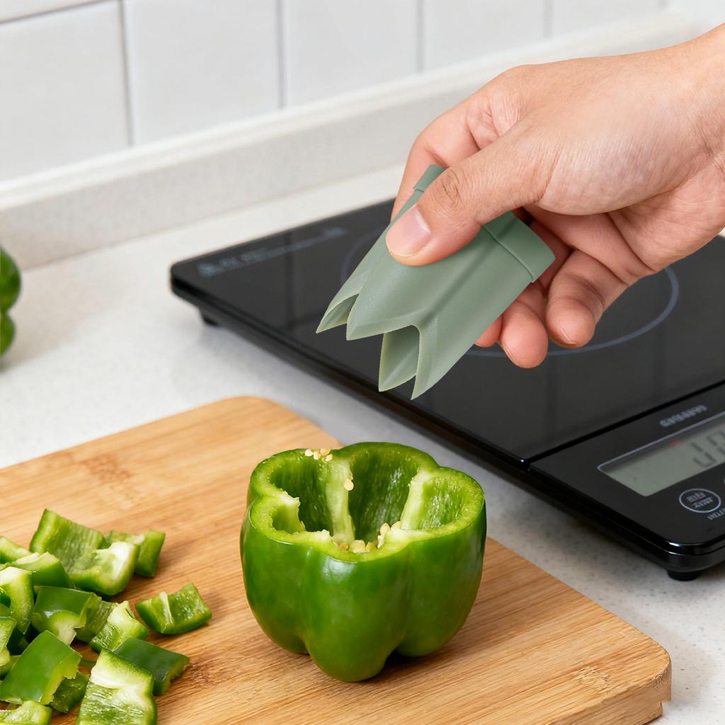 Pepper Corer, 2 In 1 Red Bell Pepper Seed Corer Remover Tool, Fruit & Vegetable Corers Quick Tools For Jalapeno Cutter Deseeder, Green Yellow,
