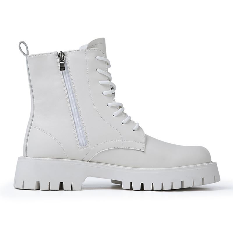Fashion White Boots For Men New British Style Platform Motorcycle Boots Good Quality Casual Men’s High Top Leather Shoes Punk 2023