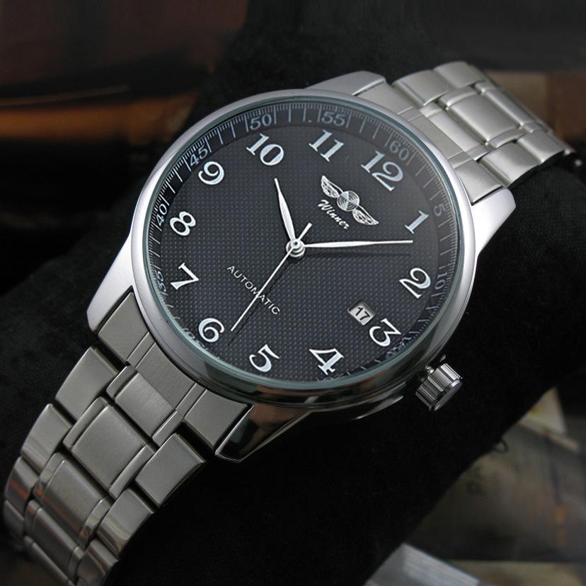 ПОБЕДИТЕЛЬ Мужские модные повседневные простые полностью автоматические механические часы со стальным ремешком