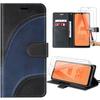 Protective Case - BOOLING - for Samsung Galaxy A32 5G - PU Leather - Black/Navy Blue - 2 Tempered Glasses