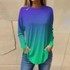 Women's Loose Round Neck Gradient Print Long Sleeve T-Shirt Top Pullover