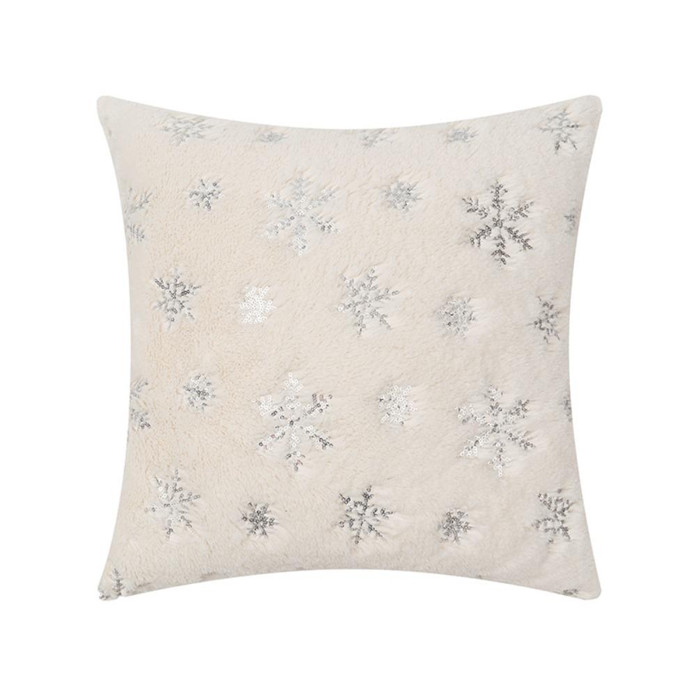 INS Style Throw Pillowcover Snowflake Cushion Cover Soft Christmas Plush Pillowcase  Sofa/Bed