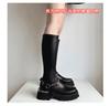 Sexy Tall But Knee-thin Boots Women's Autumn and Winter New Thin Thick Heel Metal Square Head Knight Boots