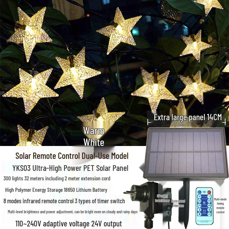 Outdoor Waterproof Twinkling Star Solar String Lights for Garden & Balcony Decoration - Holiday & New Year Lighting