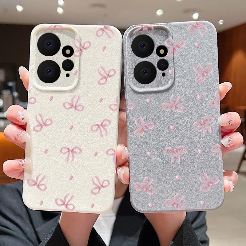 Тонкий чехол из мягкой кожи с принтом банта для Xiaomi 13T Pro Poco X6 Redmi Note 14 13 Pro 12 11, матовый противоударный защитный чехол для объектива телефона