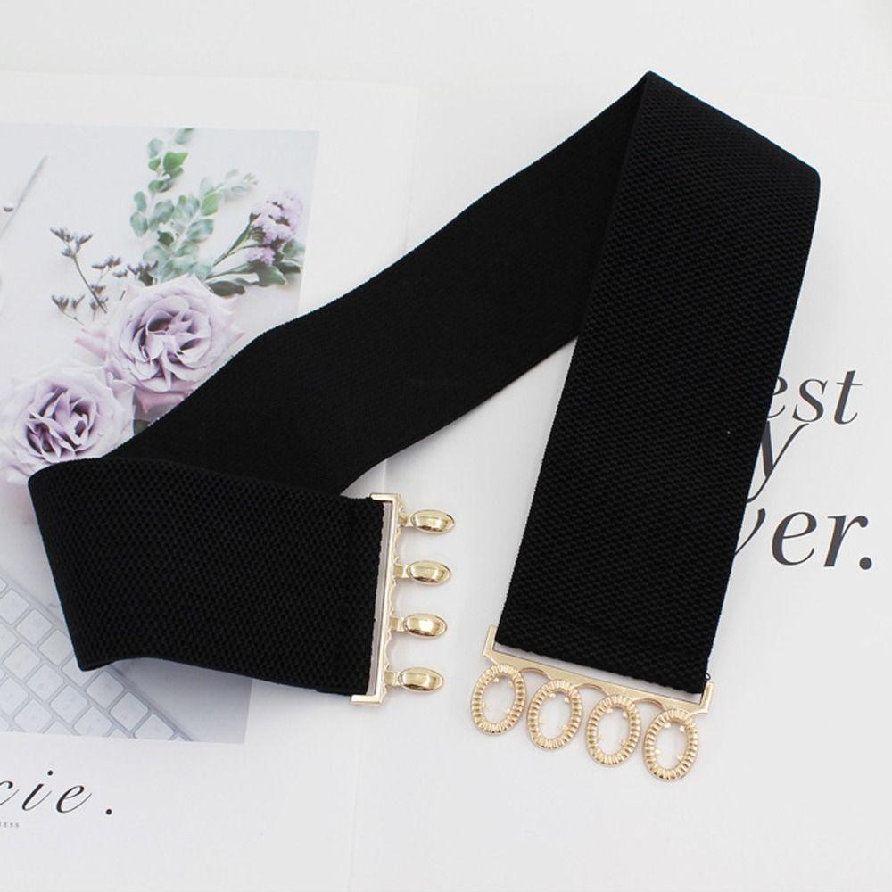 Metal Buckle Stretch Waistband Solid Color Waist Belts Exquisite Decoration Belt