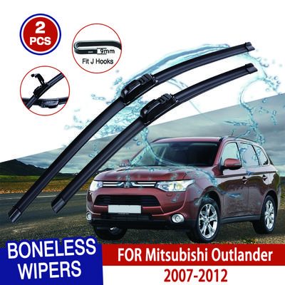 Для Mitsubishi Outlander 2007-2012 автомобильный стеклоочиститель U-образный мягкий резиновый бескаркасный без кронштейна автомобильные дворники 24"+21"