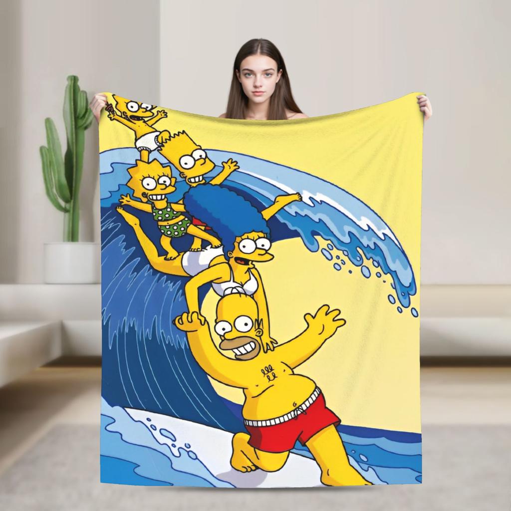The Simpsons Cartoon Blanket Warm Novelty Plush Throw Blanket For Outdoor Decorative Flannel Bedspread Bed Cover