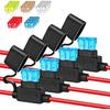 Inline Fuse Holder 12V/24V Waterproof, 4 Pack Heavy Duty 12AWG Automotive Blade Fuse Block For Car Truck Marine Boat RV, Complete Kit With 40Pcs