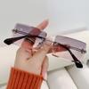 Trendy Women's Frameless Gradient Sunglasses - Square Cut-Edge Design