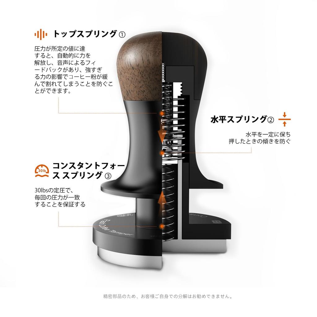 Темпер для эспрессо 30 фунтов, темпер постоянного давления, модернизированная титановая основа, звуковая обратная связь, кофемашина для эспрессо 58 мм, черный MHW-3BOMBER