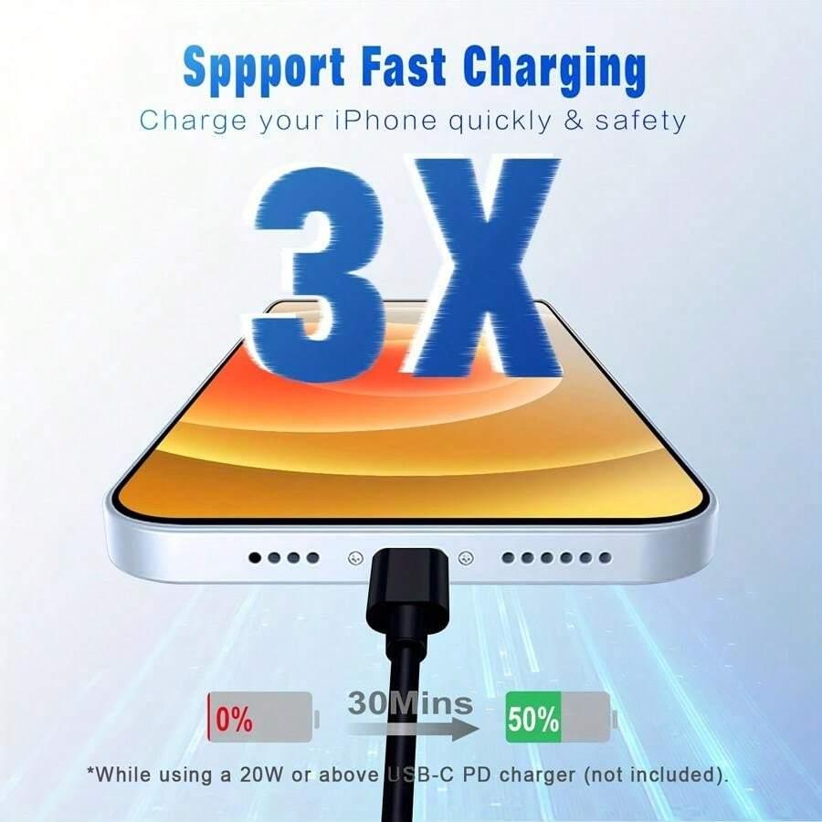 20 Вт НОВОЕ быстрое зарядное устройство с двумя портами USB C и 3,3-футовым/1-метровым 2-контактным кабелем PD белого/черного цвета для быстрой зарядки iPhone 14 13 12 11 X 8 7 iPad 9