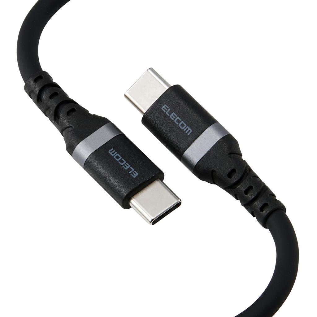 Elecom USB 240W PD Silicone Smooth and Fast Data Automatic Voltage iPhone Type-C Cable, 2m, Compatible, Heavy-Duty Material, Soft, Durable, Charging,