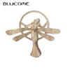 Baroque Gold Matte Metal Figure Brooches Angle Wings Shape for Women Girl Vintage Imitation Hijab Pins