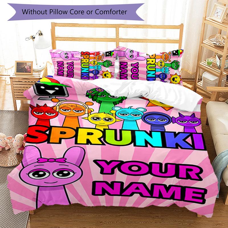 3pcs SPRUNKI9 Cover Set - Personalized Name, HD Printed Bedding with 1 Cover and 2 Pillowcases - Perfect for Home Decor, Easy Care