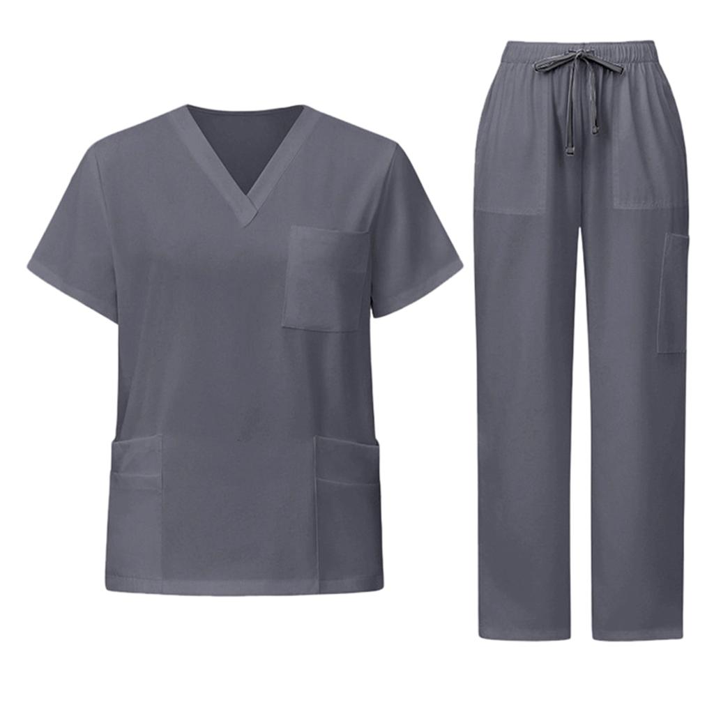 Unisex Loose And Comfortable V-neck Short Sleeved Pants Workwear Beauty Suit Protective Suit Set