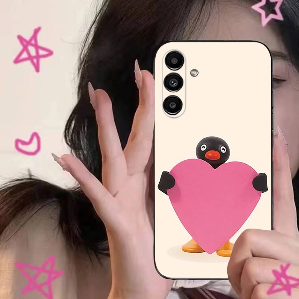 Happy P-Pingu Penguin Phone Case For Samsung S24,S21,S22,S23,S30,Ultra,S20,Plus,Fe,Lite,Note,10,9,5G Black Soft Cover