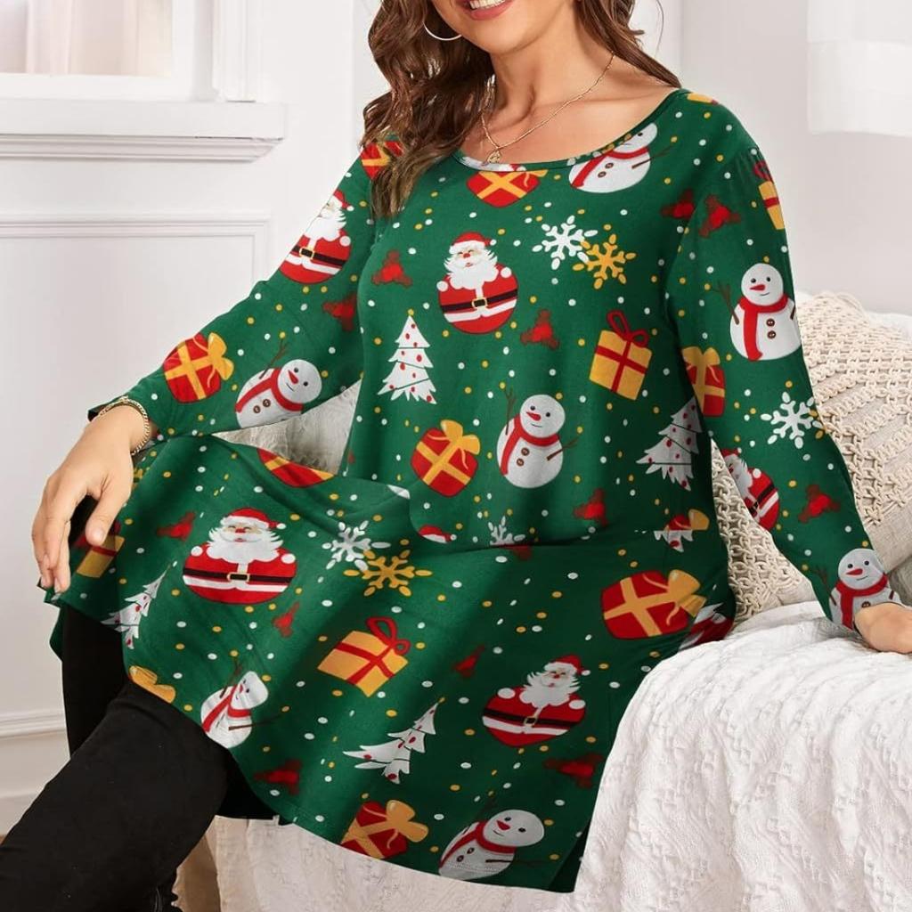 GMXIA Женская мода с рождественским принтом на рукавах, женская одежда больших размеров