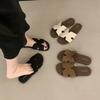 French Linen One-word Flat-bottomed Cool Slippers Women's Summer Wear 2025 New Vacation Style Seaside Soft Sandals