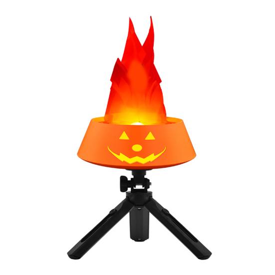 Halloween Flame Light LED Flame Pumpkin Lamp with Tripod Stand for Halloween Indoor Outdoor Decoration