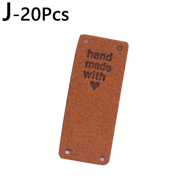20pcs Handmade With Love For Hat Jeans Bag PU Leather Tags Colorful Sewing Accessories