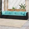 VidaXL Garden Lounge Set 4 Pcs with Cushions Black Wicker, Outdoor Lounge Set, Furniture Set 319800