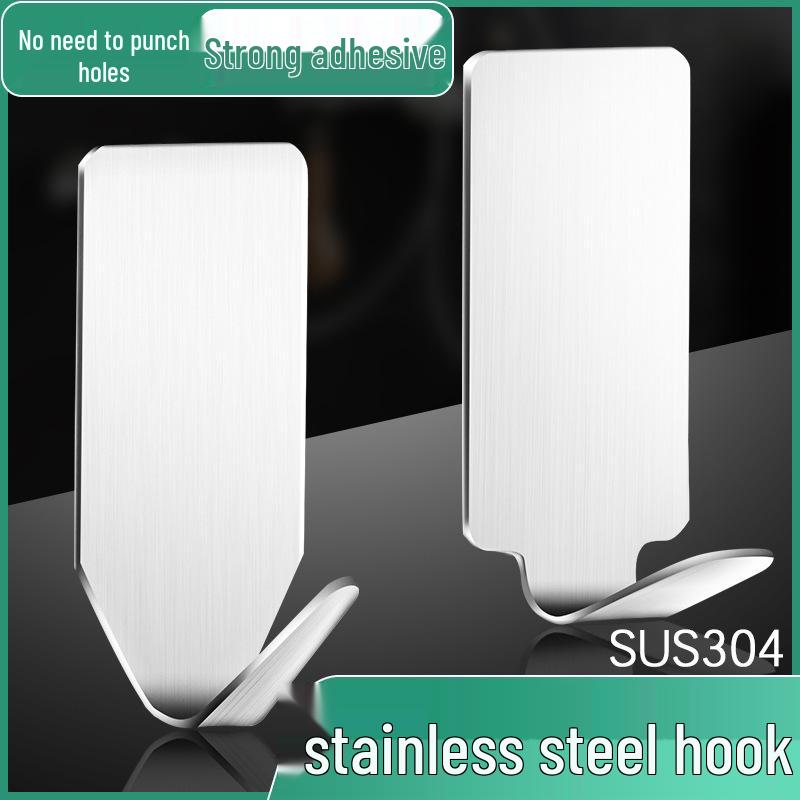 Stainless Steel Adhesive Wall Hook for Clothes, Coats, and Hats - No-Punch Installation, Ideal for Kitchen and Bathroom.
