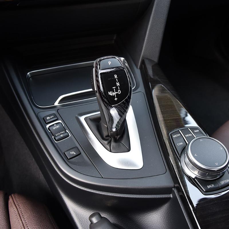 For BMW F20 F21 F22 F23 F30 F34 F10 F11 F07 F18 F25 F26 F15 F16 i8 RHD LHD Real Carbon Fiber Gear Shift Knob Panel Frame Trim