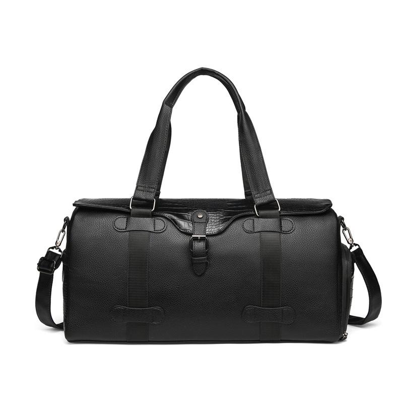 Мужская дорожная сумка кожаная влагозащитная большой вместимости для поездок на короткие расстояния, включая отдельный обувной отсек, деловая сумка-тоут через плечо