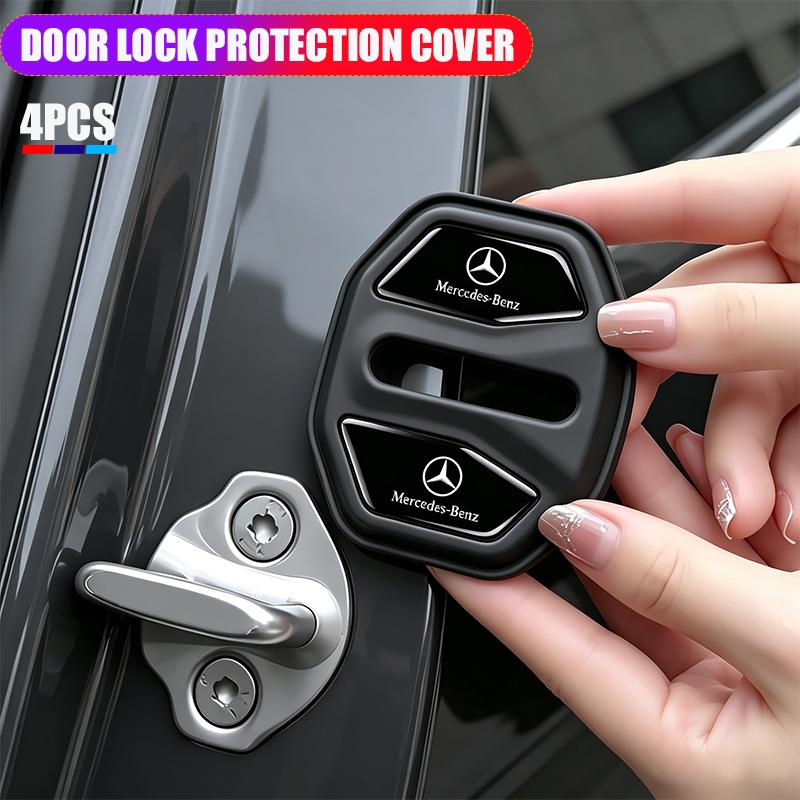 TVE4 4Pcs Silicone Car Door Lock Buckle Protector Cover For Mercedes Benz AMG W204 W213 W205 W211 W176 W164 W168 W206 W214 W220 W108