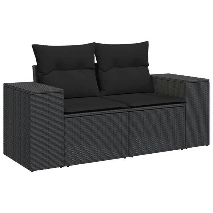 VidaXL Salon de Jardin avec Coussins 9 pcs, Canapés de Terrasse, Ensemble de Meubles de Patio, Mobilier d'Extérieur, Noir 3225537