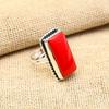 Beauteous Red Coral Gemstone Handmade 925 Solid Sterling Silver Jewelry Lovely Ring For Her