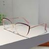 Trendy Retro Cat Eye Frame Women New Korean Style Sweet Decor Glasses Non-prescription Semi-Rimless Po Pink Eyewear