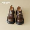 Женские коричневые лоферы Augusden 2025: Стильные осенне-зимние кожаные туфли JK в британском стиле