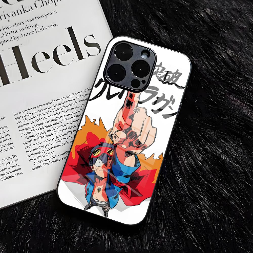 Чехол для телефона Gurren L-Lagann Для iPhone 17 Air 16 E Pro Max 15 14 13 Mini 12 Pro 11 Max Plus Черная Стеклянная Крышка