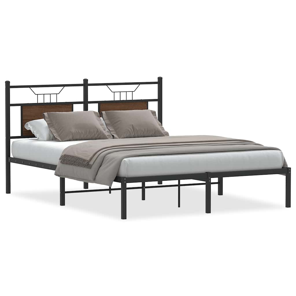 Bed Frame without Mattress Brown Oak 140 x 190 cm Engineered Wood