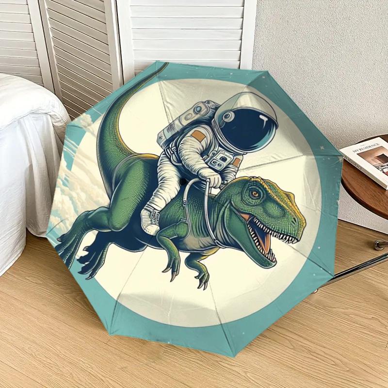 1pc Astronaut Riding Dinosaur in Space Umbrella with Plastic Handle,Suitable for All Seasons Home Travel Outdoor UmbrellaDD343
