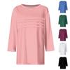 Женская мода повседневный свободный 3/4 рукав однотонный круглый вырез топ
