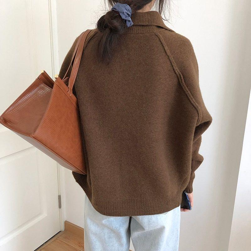 Винтажный вязаный кардиган, женский корейский модный свитер большого размера, элегантный свободный повседневный универсальный топ с длинными рукавами, куртка