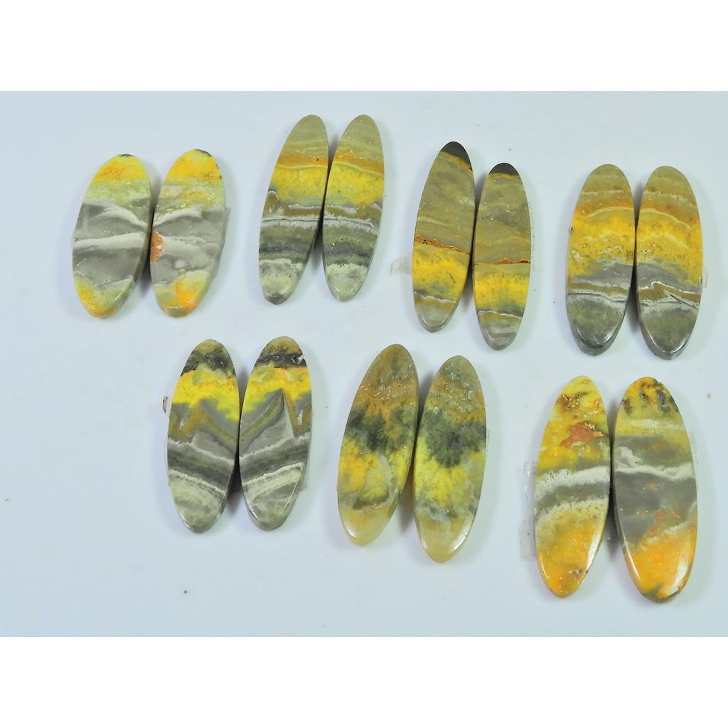 26-32 ММ Натуральный Яшма Шмель Пара Овальный Кабошон Драгоценный камень Лот из 7 пар C-746