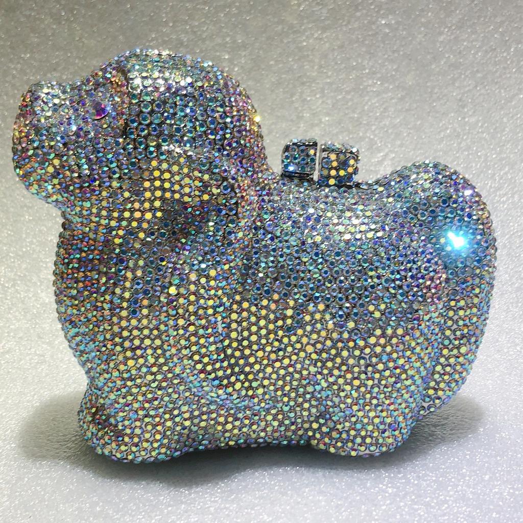 Puppy Diamond Evening Bag Dog Crystal Handbag Rhinestone Bags Wedding Bridal Purse Luxury Crystal Clutches Women Party Purses