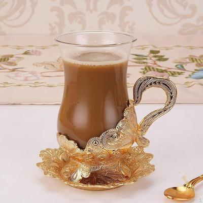 Кофейная кружка Турецкий чайный стакан Цветочная новинка с ручкой Посуда для напитков Эспрессо Латте Блюдце для