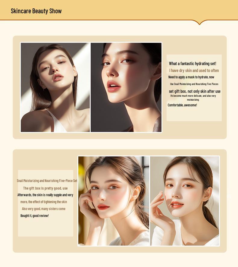 Дорожный набор из пяти средств для ухода за кожей BIOAQUA с муцином улитки - Увлажняющая и питательная косметика