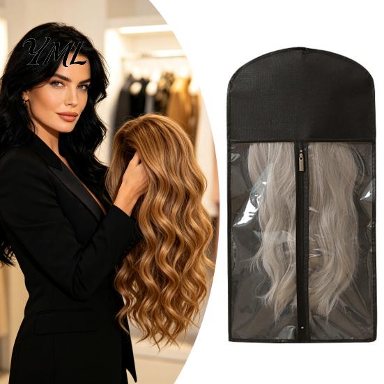 Hairpiece Protection Bag Wig Storage Hanging with Hook, Breathable Non-woven Fabric Dust-proof Holder Protector, Space Saving Portable Zipper Case for