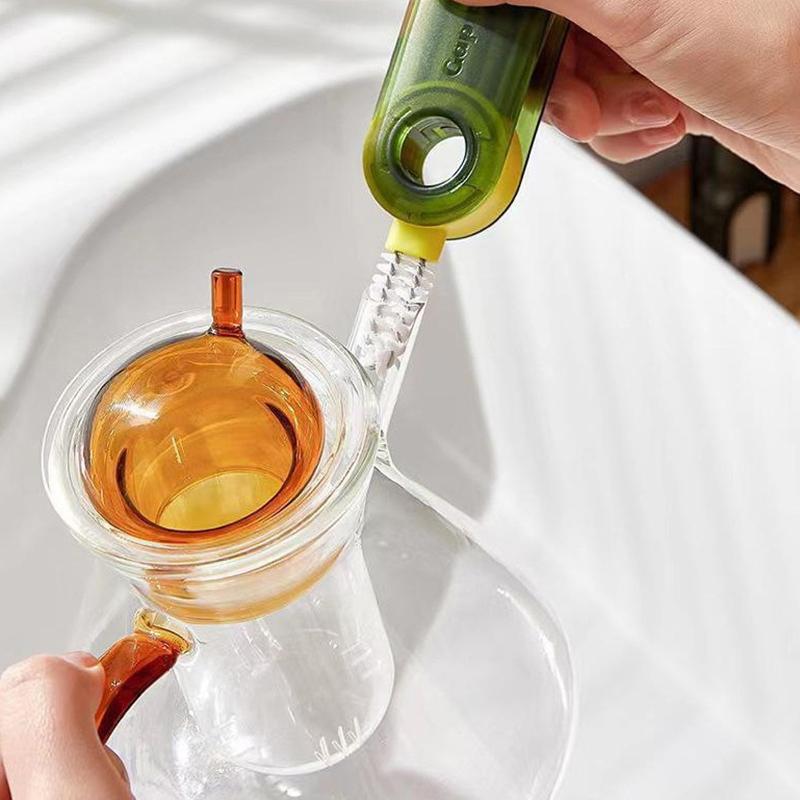 Щетка для чистки щелей для бутылок 3 в 1, многофункциональная щетка для чистки чашек, инструмент для чистки бутылок с водой, мини-силиконовая U-образная щетка