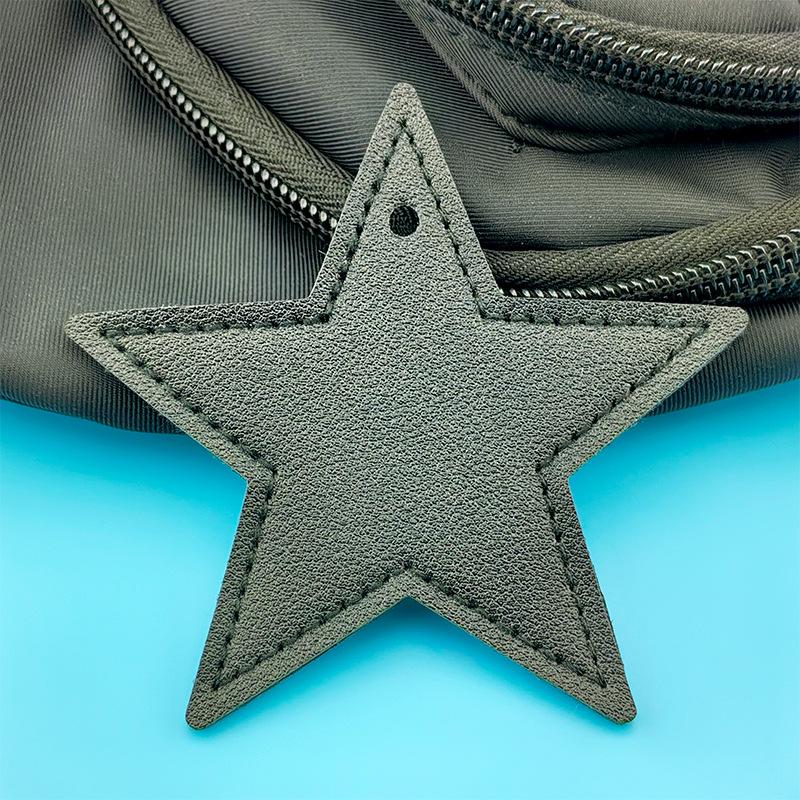Spot Solid Color Leather Pentagram Keychain Pendant Simple Star Pu Leather Pendant Keychain High Sense