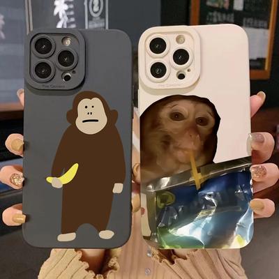 Мягкий силиконовый чехол Monkeys Take Bananas для iPhone 16 14 15 13 12 11 Pro Max X XR XS 7 8 Plus 16E SE 2020, противоударный чехол