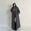 Autumn Winter Clothes Women Oversized Extra Long Casual Warm Grey Wooen Blends Coat Women Maxi Fluffy Woolen Overcoat