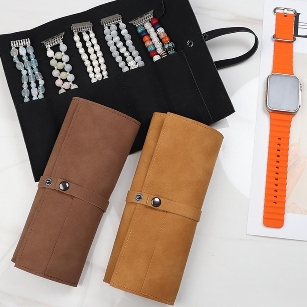 Sophisticated Watch Band Storage Bag Carrying Case for Watches Travel Case Watchband Organizers with Waxed Canvas Roll